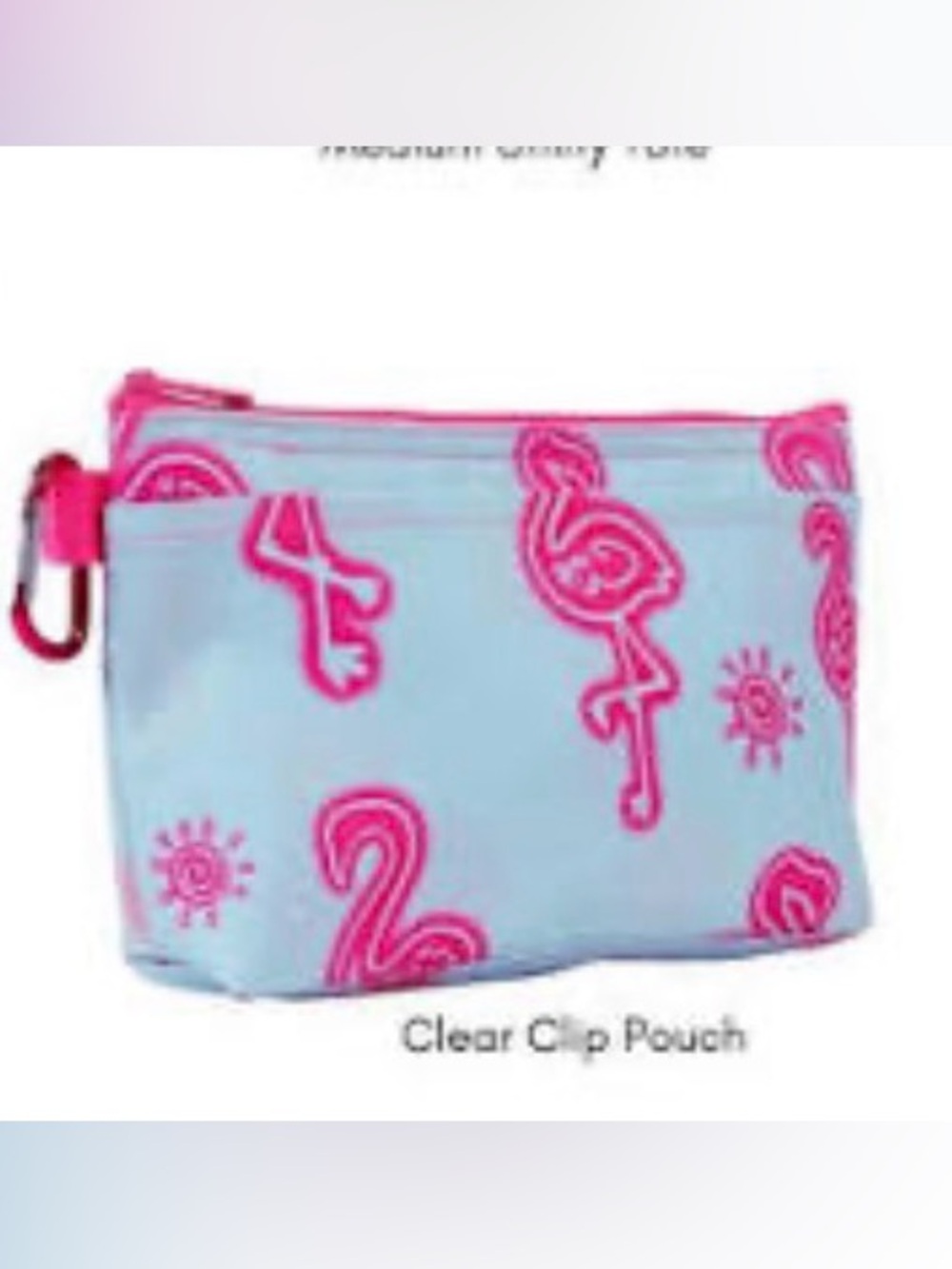 Thirty-One Clear Clip Pouch — Pink Flamingos